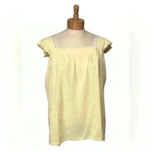Style & Co Women Lemon Yellow Flutter Sleeve Eyelet Square Neckline Top size XXL